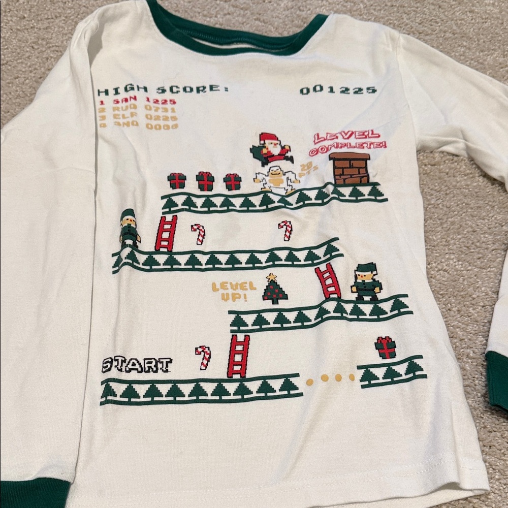 Carter’s Kids Level Up Video Game Pajama Set - Green and White festive, size 8 - Picture 2 of 6
